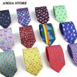 Neck Ties Creative imitation of silk tie mens 7.5cm graffiti physical and chemical animal necklace mens wedding business soft printing tie WC420407