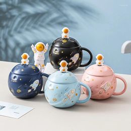 Mugs Planet Mark Cup Ceramic Creative Couple Water Men And Women Lovely Office Coffee With Lid Spoon