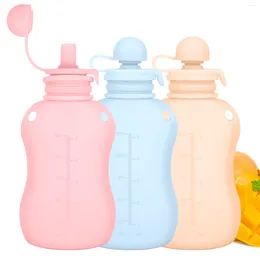 Dinnerware 3Pcs Silicone Baby Pouch Reusable Squeezable 150ml/5oz Breastmilk Storage Bag Refillable Squeeze Heat