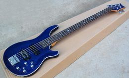 Factory Custom 5 Strings Blue Electric Bass Guitar with Chrome HardwareBird Fret InlayWhite BindingOffer Customized2702451