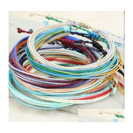 Anklets Bohemian Waterproof Wax Wire Braided Anklet Summer Beach Surfer Wave Adjustable Handmade Friendship Bracelets For Men Women Dhaeo