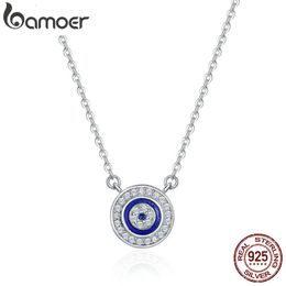 100% 925 Sterling Silver Blue Lucky Eye Guardian Pendant Necklace for Women Clear CZ Fine Jewelry SCN165 240407