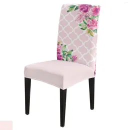 Chair Covers Spring Pink Flower Moroccan Dining Cover Kitchen Stretch Spandex Seat Slipcover For Banquet Wedding Party