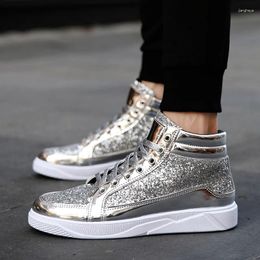 Casual Shoes High Top Sneakers Men Fashion Korean Version Stage Platform Vulcanised Skateboard For