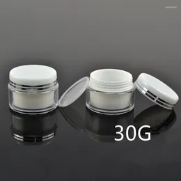 Storage Bottles 30g Empty White Acrylic Eye Cream Makeup Facial Mask Jars Skin Care Lotion Tins Cosmetic Containers Packaging