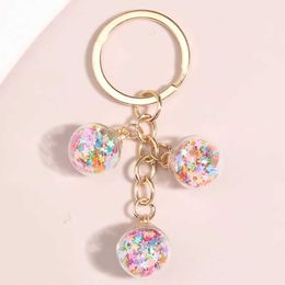 Keychains Lanyards New Jewellery Design Keychain Colourful Pentagram Glass Beads Key Ring Star Chains For Women Men DIY Handmade Jewellery Gifts Q240403