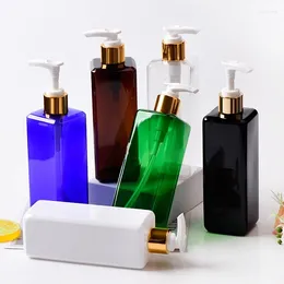 Storage Bottles 20pcs 300ml Empty Square Black Plastic Bottle For Liquid Soap Cream Shampoo Skin Care Tools Gold White Pump Cosmetic