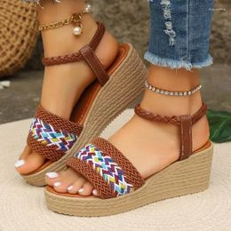 Sandals Women 2024 Summer Fashion Platform Open Toe Woven Wedges Female Casual Shoes For Zapatos De Mujer