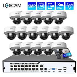 System LOXCAM H.265+ 16CH 4K POE NVR Kit 5MP CCTV System 4MP Audio Indoor Outdoor VandalProof Security IP Camera Video Surveillance set