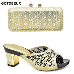 Dress Shoes Arrival Italian With Matching Bags For Women Nigerian Wedding Decorated Rhinestone Slip On Pumps