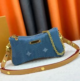 Fashionable Classic Luxury French Brand Designer Bag New Women's denim Double Zipper Shoulder Bag Underarm Bag Wallet Can be Handheld Crossbody 2 Straps 24cm