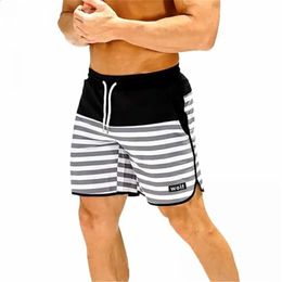 Quick Dry Mens Running Sports Shorts Fitness Apparel Workout Bottoms Breathable striped outdoor running 240407