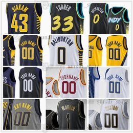 Men Basketball Tyrese 0 Haliburton Jerseys Pascal 43 Siakam Bennedict 00 Mathurin Myles 33 Turner T.J. 9 McConnell Aaron 23 Nesmith Obi 1 Toppin Reggie 31 Miller Printed