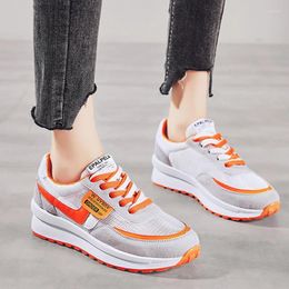 Fitness Shoes Summer Women Sneakers White Round-toe Mesh Breathable Flat Vulcanize Soft Platform Lace Up Sport Tenis Casual