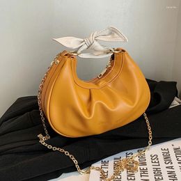 Shoulder Bags Senior Female Bag Wild 2024 Fashion Chain Messenger Half-moon Handbag Fold Width: 21cm