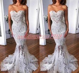 Dresses Real Image Sweetheart Arabic Lace Wedding Dresses Mermaid Sheer Garden Floral Bridal Gown Plus Size Bride Dress Vestido de novia C