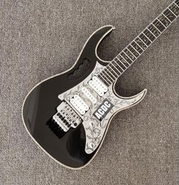 Rare 10th Anniversary Steve Vai Jem 77 Black Electric Guitar Chrome Pickguard Ebony Fingerboard Real Abalone Body Binding Vine 8079131