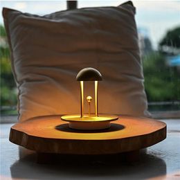 Candle Holders Nordic Modern Cordless Brass Night Light 2000mAh Rechargeable Battery Table Touch Dimmable Decorative LED Mushroom Lamp