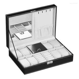 Watch Boxes 6 3Girds/8 2Girds Organizer Pu Leather Glass Case Storage For Travel Watches Display And Jewelry