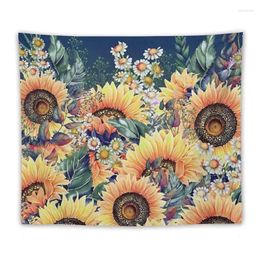 Tapestries Sunflowers Tapestry Wall Hanging - Golden Yellow Floral Plant For & Dorm Warm Sunset Field Design
