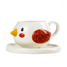 Cups Saucers 300ml Creative Cartoon Bird Coffee Cup Plate Lovely Animal Breakfast Milk Women's Afternoon Tea Couple