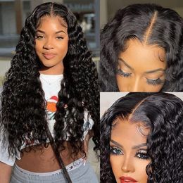 Deep Wave full Lace Front Wigs Human Hair HD Transparent Lace Frontal Wigs 4x4 Pre Plucked 180% Density Curly closure Wig for Women Wet and Wavy Wigs