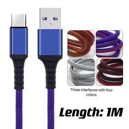 1M/3FT High Speed Micro USB Type C cables Charging Data Sync Metal Phone Adapter Thickness Strong Braided Charger cable LL
