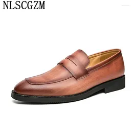 Dress Shoes Italian Leather Men Formal Office 2024 Oxford Slip On For Wedding Mens Loafers Zapatos Hombre