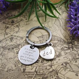 Keychains High Quality Keychain I'll Be Your Little Girl You'll My Hero! With Dad Stainless Steel Keyring Birthday Gift