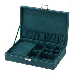 Kitchen Storage Jewelry Box Velvet With Lock Display Cabinet Multifunction Earring Necklace Ring Display-Green