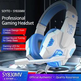 Cell Phone Earphones LED Light Wired Gaming Headphones for PC Girls Boys Gaming Headset with Microphone Gamer for PS4 Windows XP/7/8/10 Laptop Phone Y240407