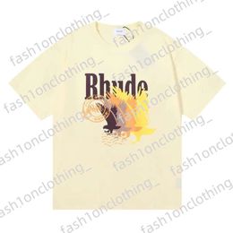 Rhude Shirt Ins Hot Spring Summer T Shirt American Luxury Rhudes Skateboard Mens Designer T Shirt Women Men Casual Good Rhudes T-Shirt 706