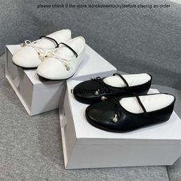 the row shoes High end The * Row New Bow With Shallow Mouth Leather Ballet Shoes Flat Bottom Grandma Shoes Single Shoe Girl