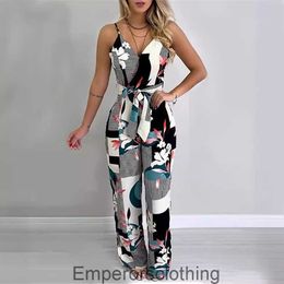 2024 New Printed jumpsuit sexy suspender temperament wide leg jumpsuit long-term
