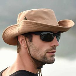 Wide Brim Hats Bucket Hats Mens bucket hat womens summer hiking hat breathable denim hat outdoor sun hat UV resistant male fisherman hat black Q240403