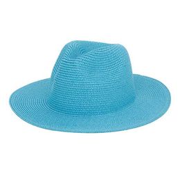 Wide Brim Hats Bucket New 25 Colour solid mens straw hat Panama wide brown sun summer beach DIY project basic Derby party Q240403