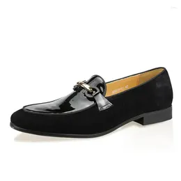 Casual Shoes Men Black Patent Leather Genuine Cowhide Man High Quality Fashion Office Handmade Slip On Loafers