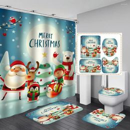 Shower Curtains High-clarity Printing Curtain Christmas Waterproof Holiday Decoration For Xmas Party Home El Bathroom