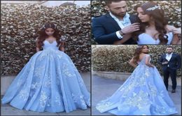 Ice Blue Arabic Dubai Off the Shoulder Evening Dresses 2017 Said Mhamad A Line Vintage Lace Prom Party Gowns Special Occasion Dres3784257