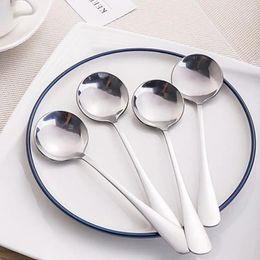 Coffee Scoops 1PCS 17cm Stainless Steel Round Soup Spoons Stirring Spoon Tableware Dessert Dishwasher Safe Kitchen Tool