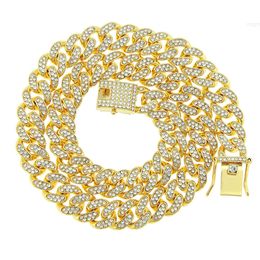 Wholesale Gold Plated Hip Hop Jewellery Iced Out Full Diamond Bracelet Necklaces 12mm Prong Miami Cuban Link Chain for Men Women