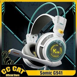 Cell Phone Earphones Somic G941 Wired Headphones Gamer Headphone Denoise Gaming Headphone Low Delay HeadSets 7.1 Stereo Sound With Micro PhoneHeadSet Y240407
