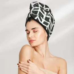 Towel Girl Hair Drying Hat Tribal Grunge Geometric Cap Bath MicrofiberTowel Absorption Turban