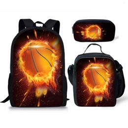 Backpack Cartoon Novelty Cool Sports Ball 3D Print 3pcs/Set Pupil School Bags Laptop Daypack Lunch Bag Pencil Case