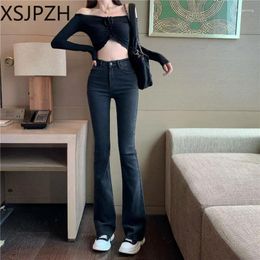 Women's Jeans High-waisted Autumn And Winter Micro Bell-bottom Pants Students All Wear Skinny Retro Black
