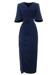 Party Dresses A-line Dress Navy Straight Office Lady Slim Fit Bodycon Evening Events Pencil Women Birthday Slit