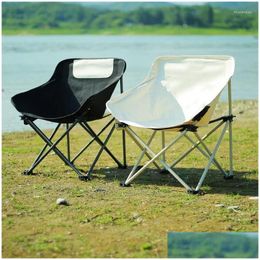 Camp Furniture Outdoor Folding Moon Chairs Tralight Cam Chair Portable Lightweight For Picnic Beach Fishing Leisure Drop Delivery Spor Dh5Yv