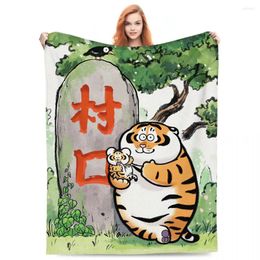 Blankets Funny Tiger Descends Throw Blanket For Bed Bedroom Decoration Fluffy Soft Sofa Summer Bedspread The Decorative Fleece