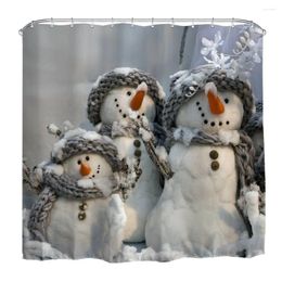 Shower Curtains Christmas Curtain Waterproof Made Of Polyester Fabric Easy To Rinse L-Scarf Snowman
