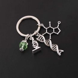 Keychains Lanyards NEW Science Jewelry Microscopes DNA Doctor Pendants Neuron Key Chains Anatomy Neurology Biology Ring Gift Q240403